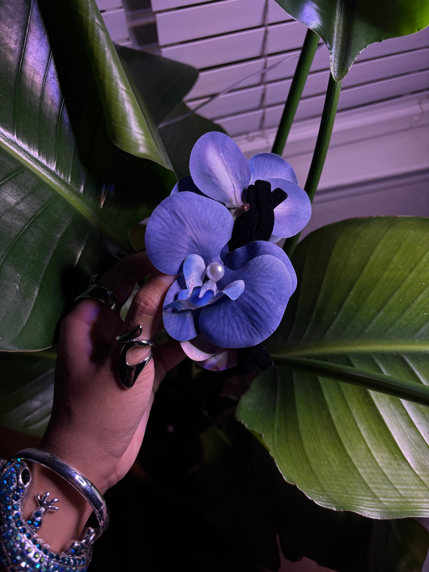 Blue & Purple Orchid Claw Clip