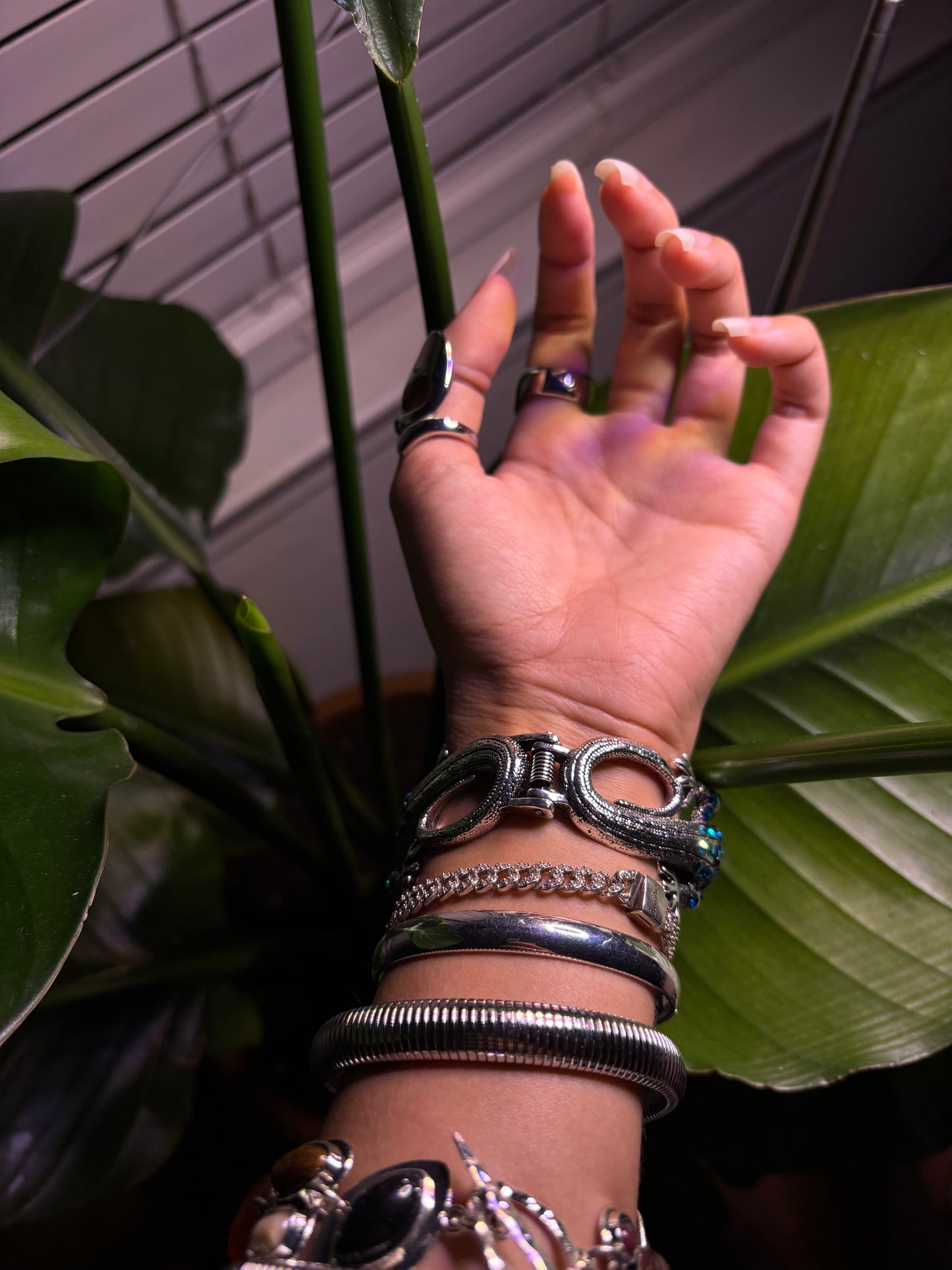 Silver & Blue Gecko Lizard Bangle