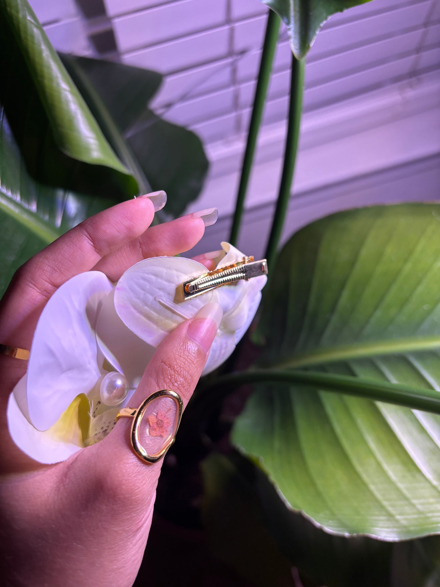 White Orchid Hair Clip