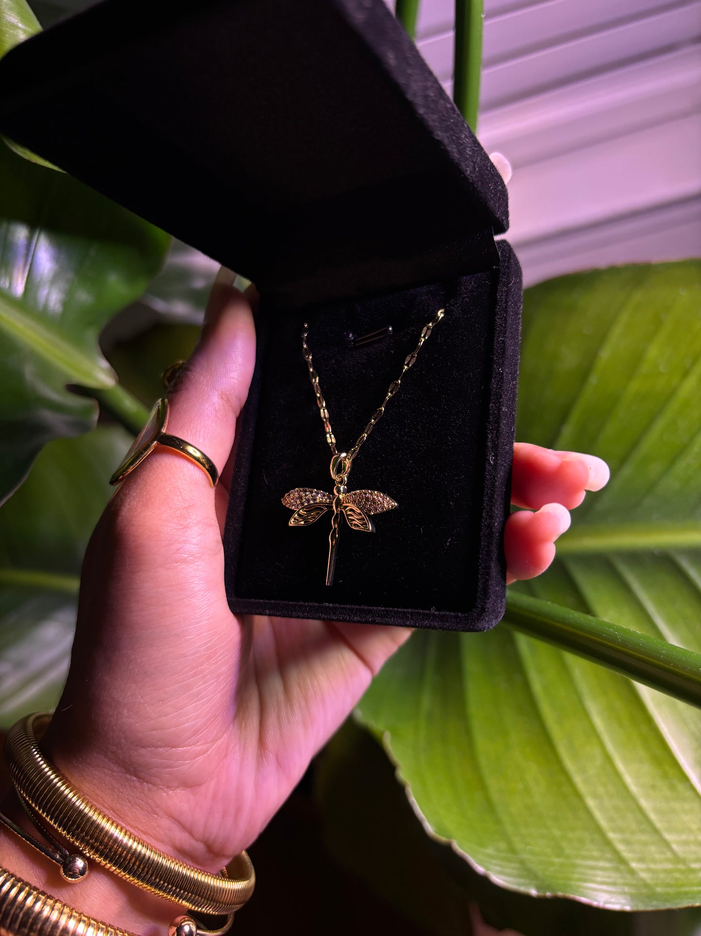 Gold Dragonfly Necklace