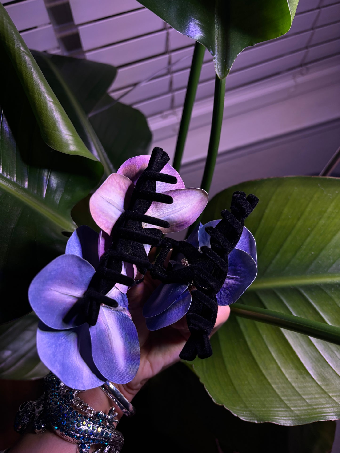 Blue & Purple Orchid Claw Clip