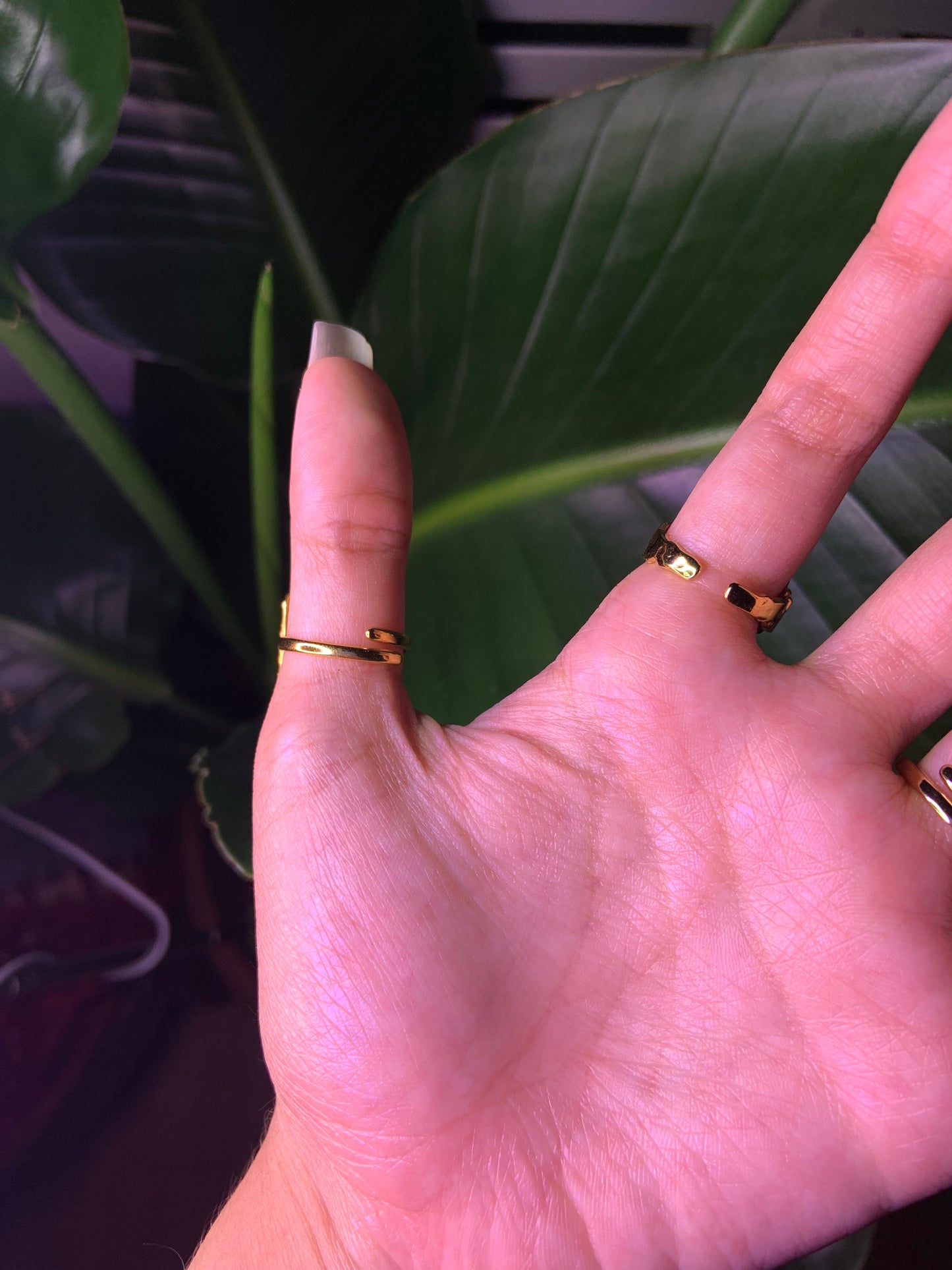 18k Gold plated green flower ring encased in resin