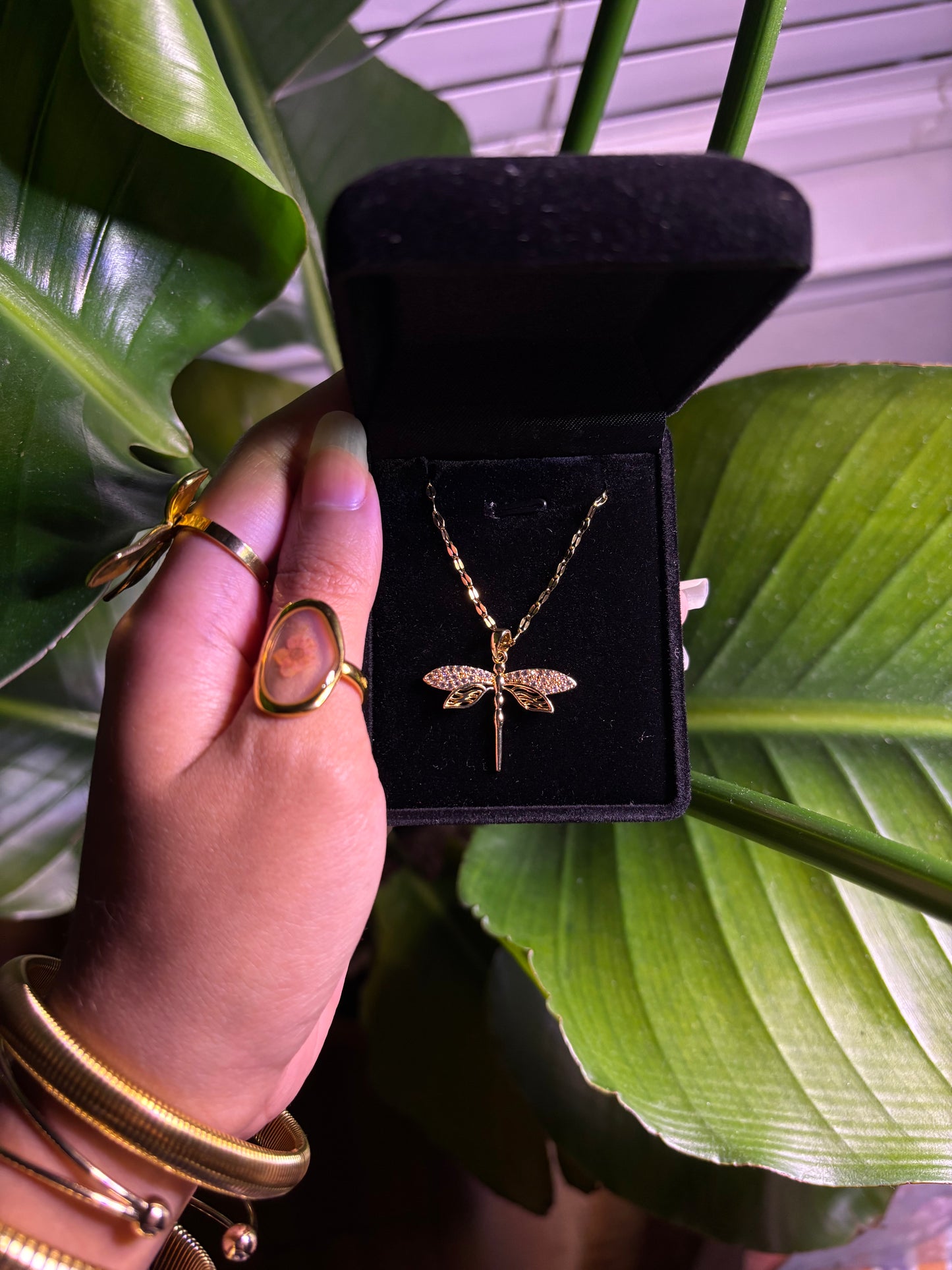 Gold Dragonfly Necklace