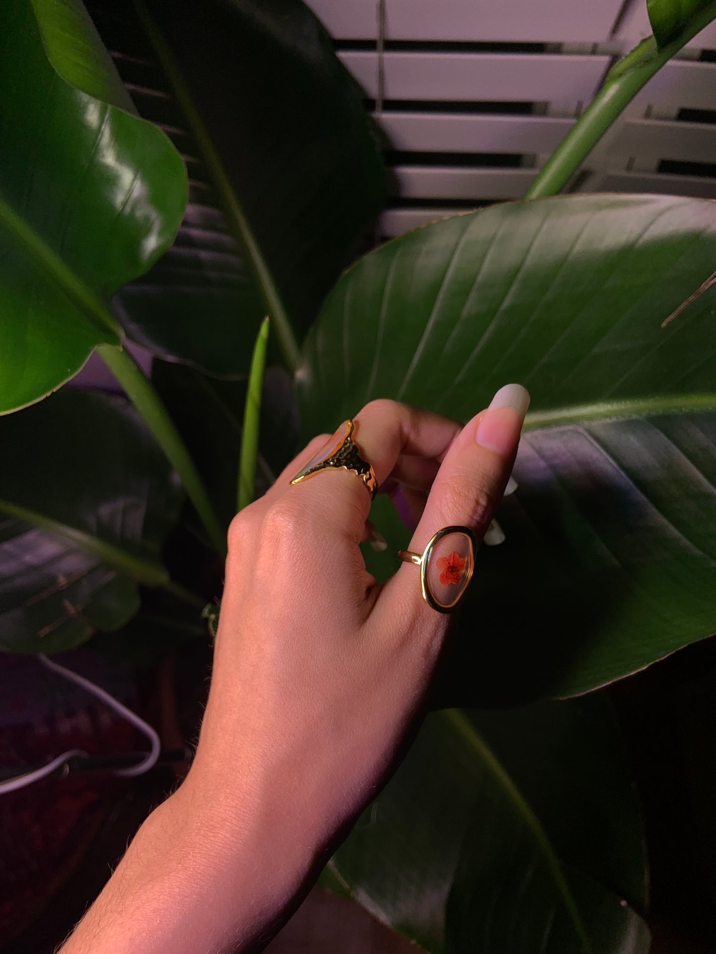 18k Gold plated flower ring encased in resin