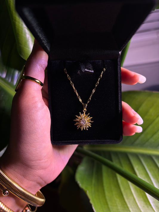 Spinning Gold Sun Necklace