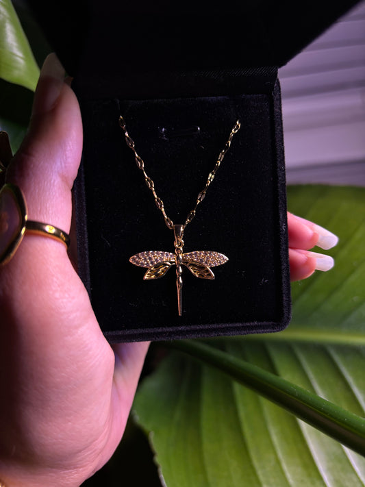 Gold Dragonfly Necklace