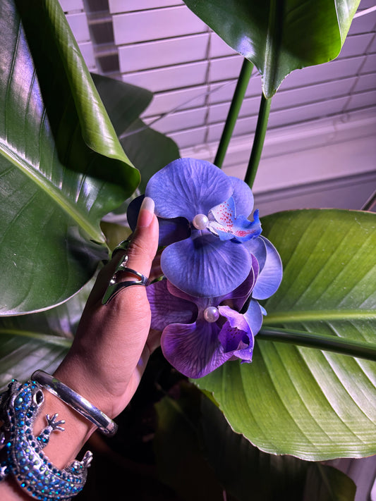 Blue & Purple Orchid Claw Clip