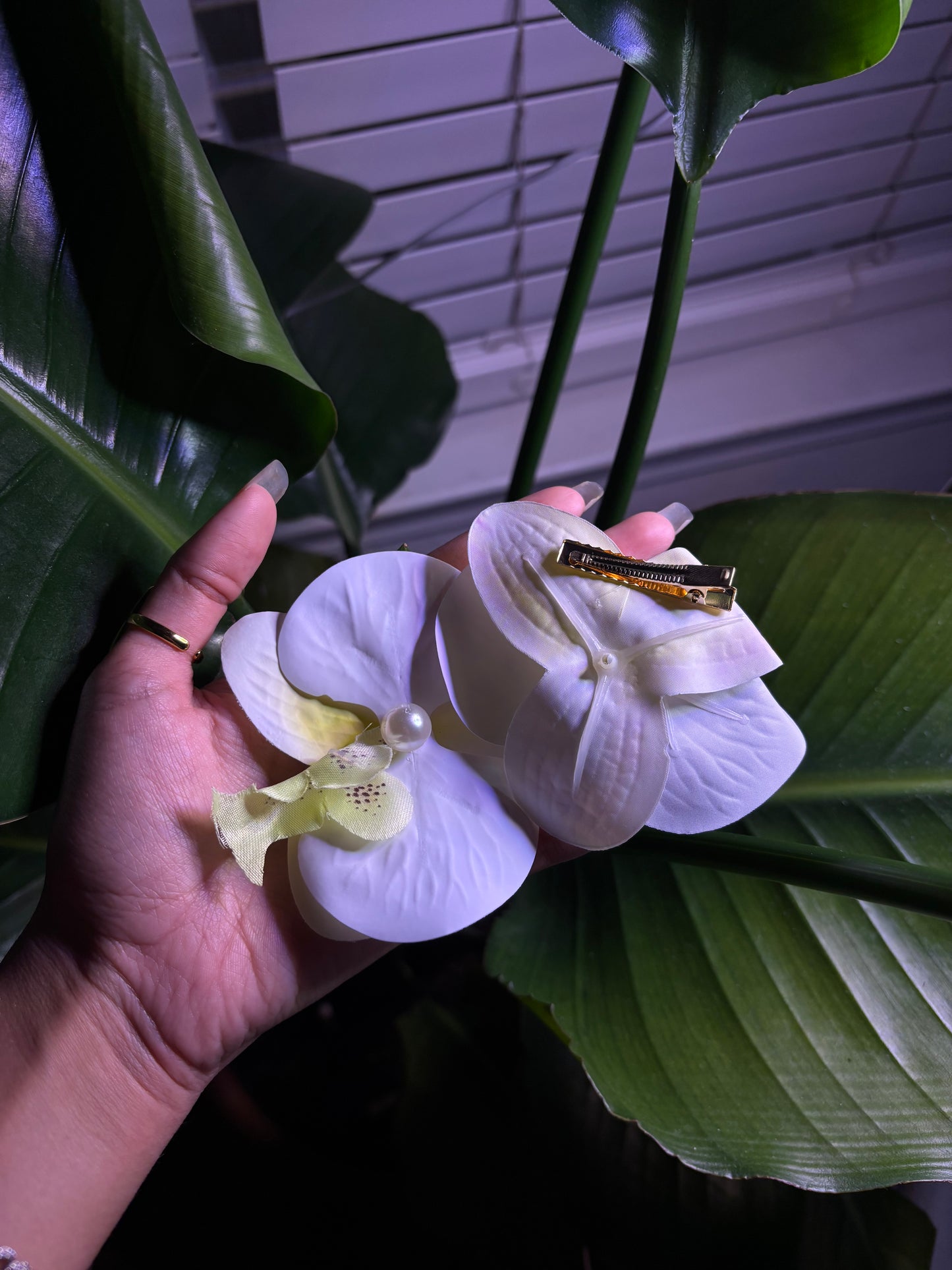White Orchid Hair Clip
