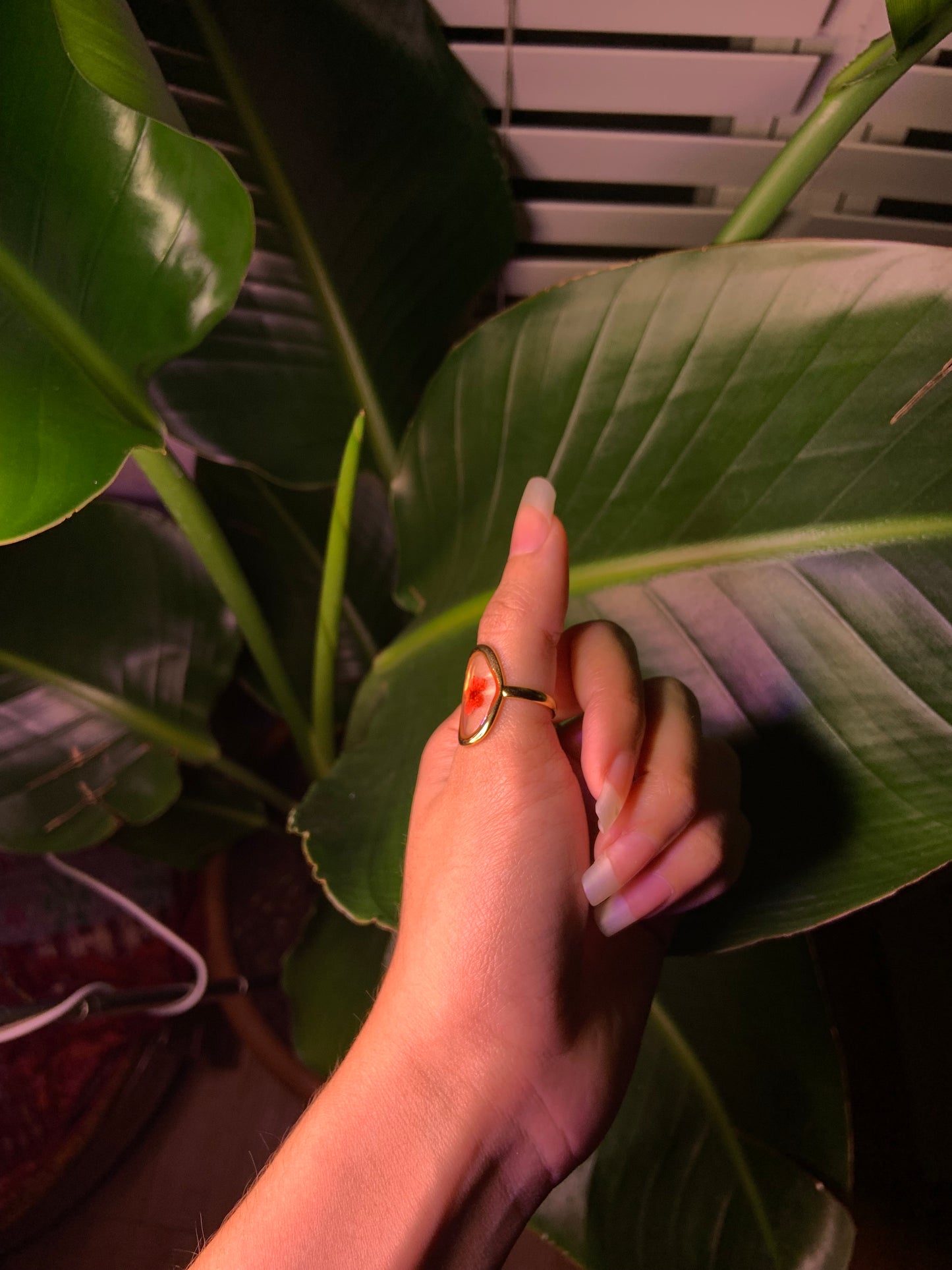 18k Gold plated flower ring encased in resin
